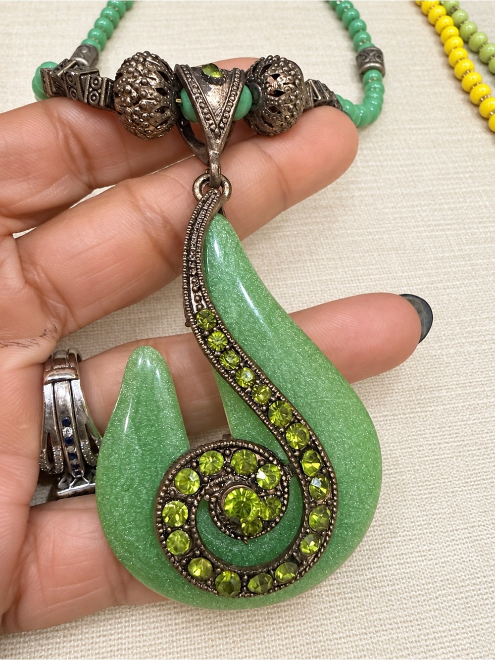 Set of 2 Colorful Beaded Pendant Necklace Set